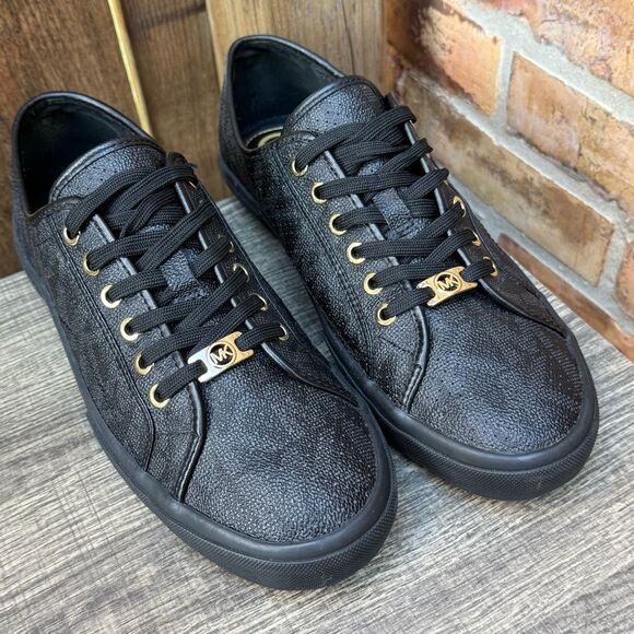 Michael Kors Shoes - Michael Kors Boerum Sneakers Black MK Monogram Lasered Signature size 11